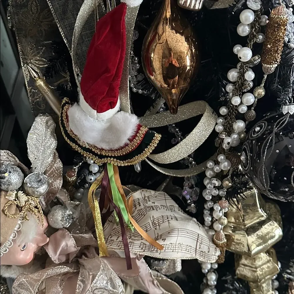 Festive Vintage Santa Ornament with Red and Gold Accents